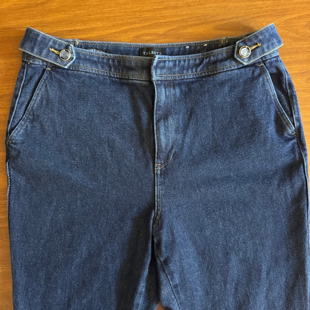 Talbots Flare Leg High Waist Jeans Womens 14P Blue Gianna Wash Denim